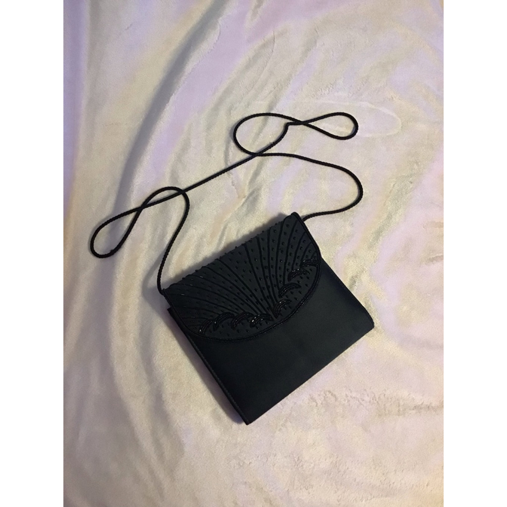 Women's Victory Black Beaded Clutch Crossbody
